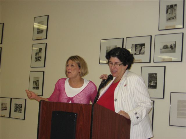 Dr. Bobbie Snelling (R) being presented retirement gifts from Dr. Maher. Dr. Snelling retired after working in the department for eight years.