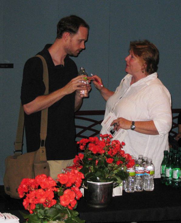 The director of the movie, Adam White, discussing the film with an audience member