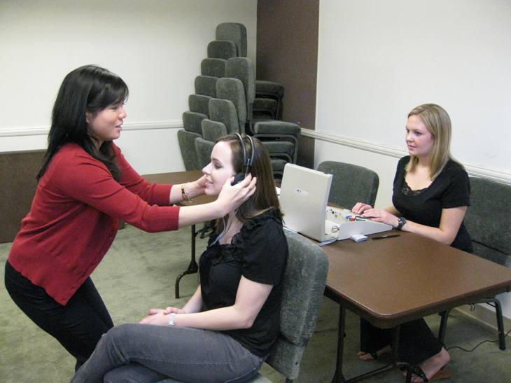 Graduate clinicians conducting pure tone screening