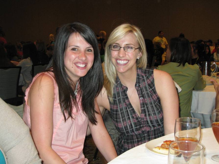 Graduate students Jamie Stephens and Kari Alexander support the Praxis Bowl team