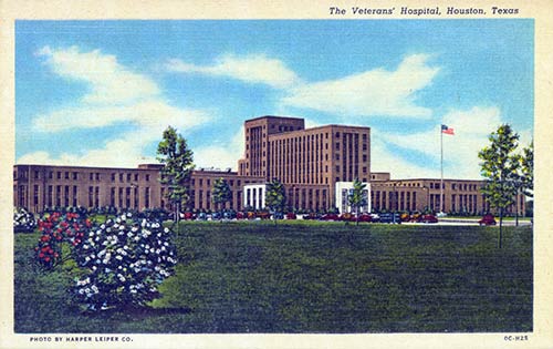Post card image of the Houston VA Hospital