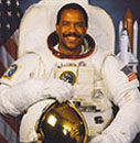 Photo of Dr. Bernard Harris in space suit