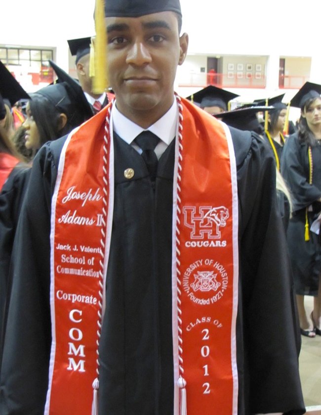 Student wearing a custom stole