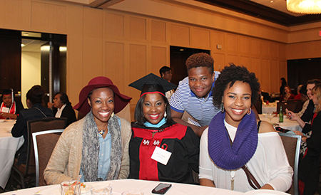 COE student with family at the Fall 2015 Graduation Reception