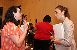 Teacher Candidate meets with School District Reps at the HATC Job Fair