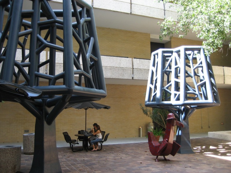 Landscape with Blue Trees, 1982
Painted steel and bronze
Location:  Cullen College of Engineering, Main Campus
