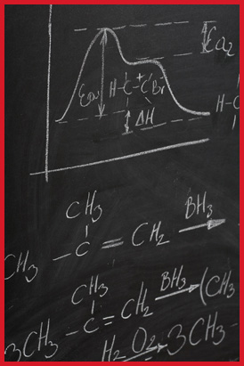 Equations on chalkboard