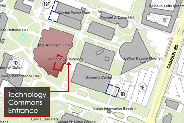 map - back of library tech common entrance