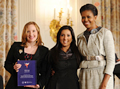 Katherine Veneman (left), Jessica Flores and First Lady Michelle Obama