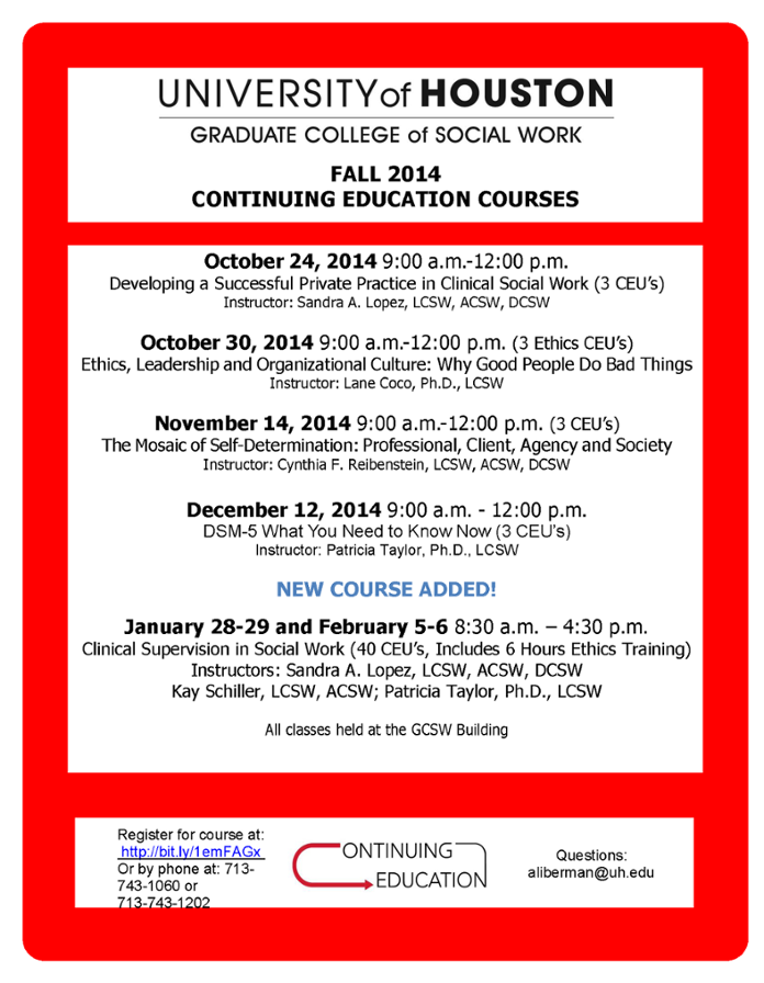 Upcoming CE Fall 2014 Courses