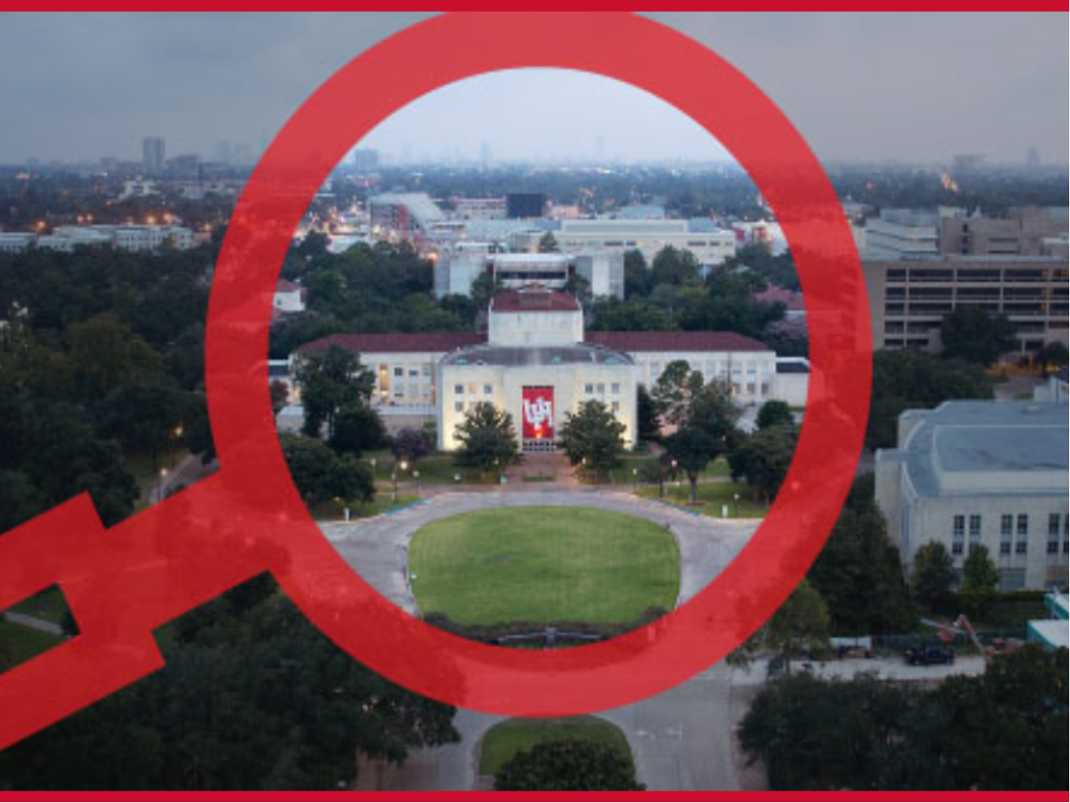 magnifying glass on the university of houston