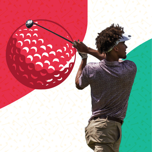 Person swinging golf club