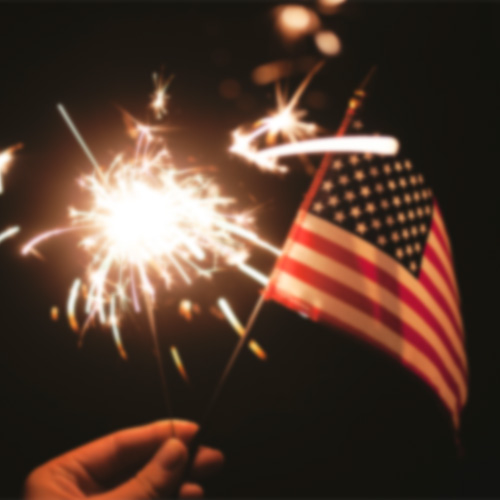 American flag and sparkler