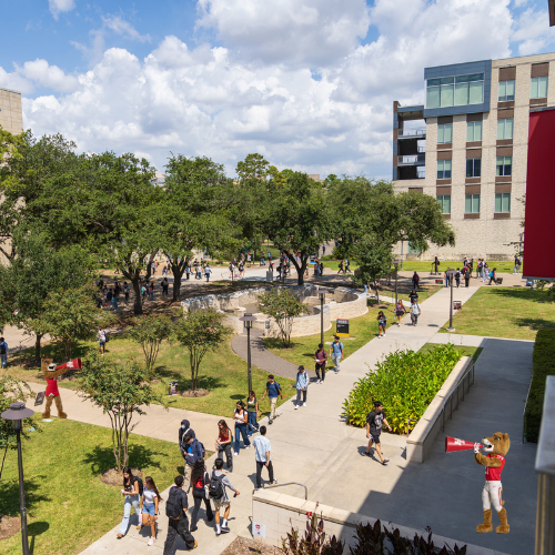 photo of UH campus with mascots