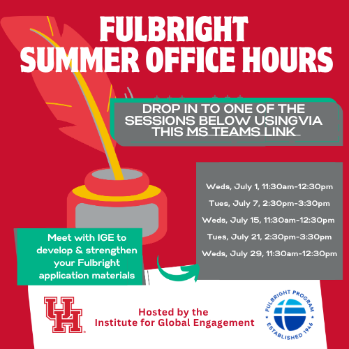 Image of Fulbright Summer Office Hours text and dates