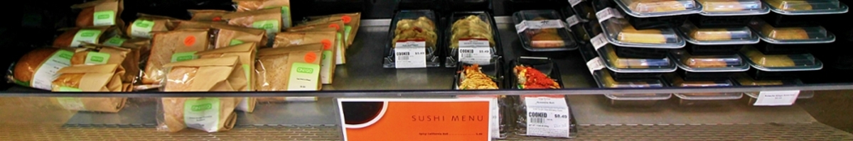 Sushi rolls in Market store