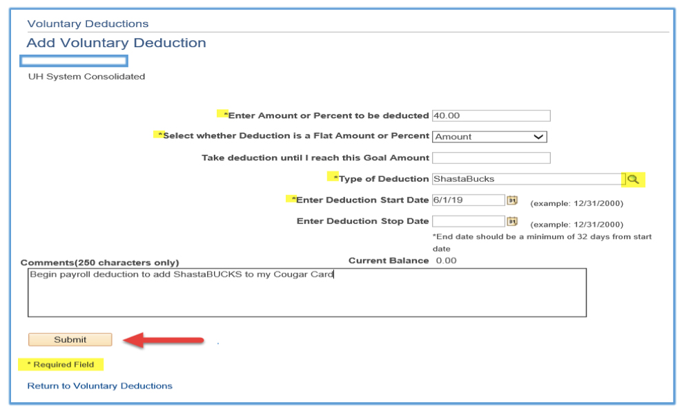 Voluntary Deduction