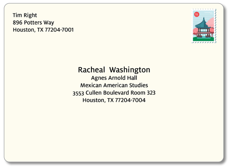 address formatting university of houston envelope format examples