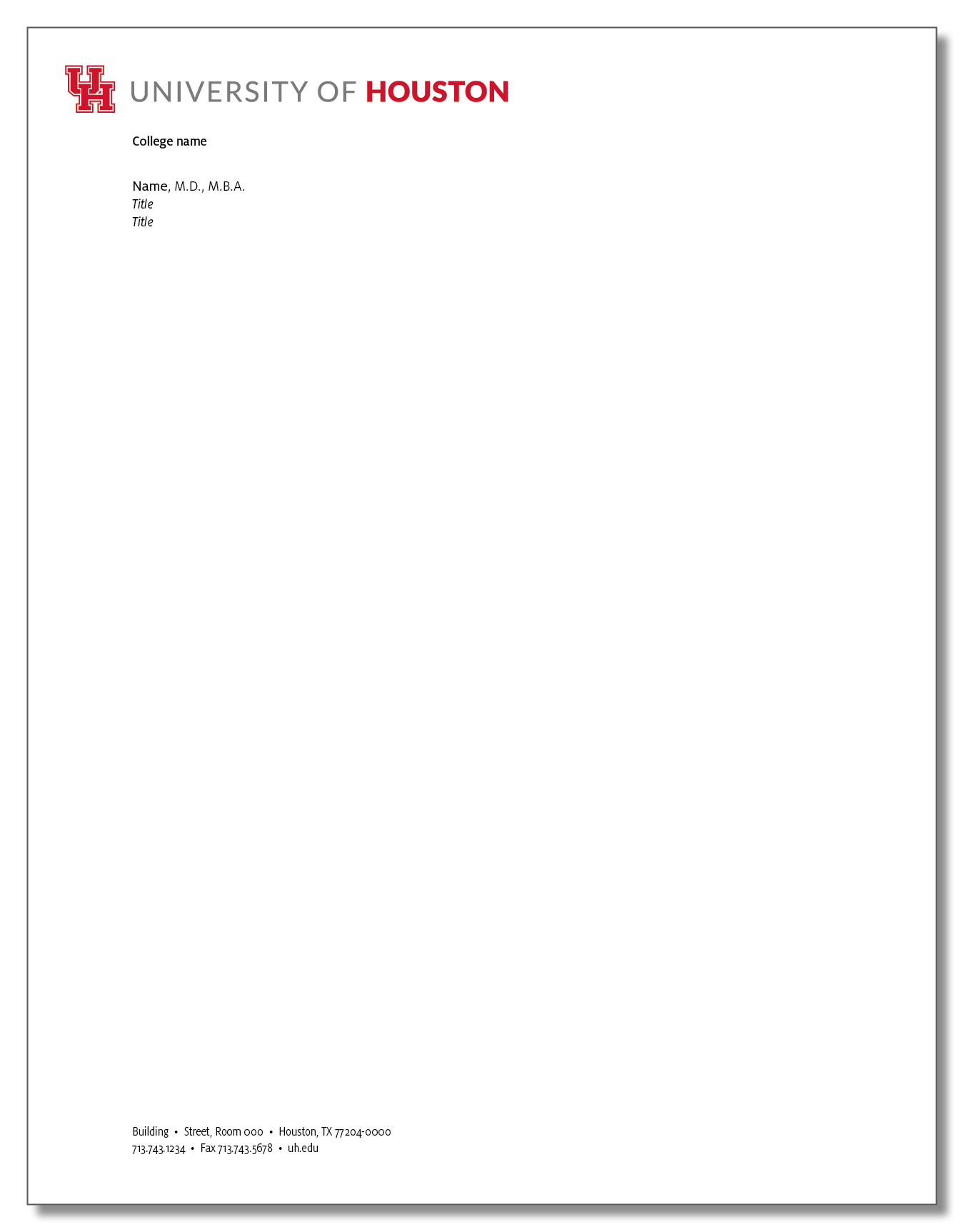 letterhead university of houston
