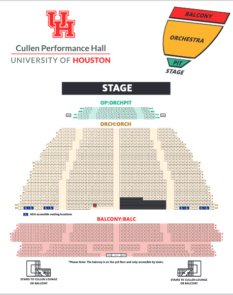 Cullen Performance Hall Seating Map