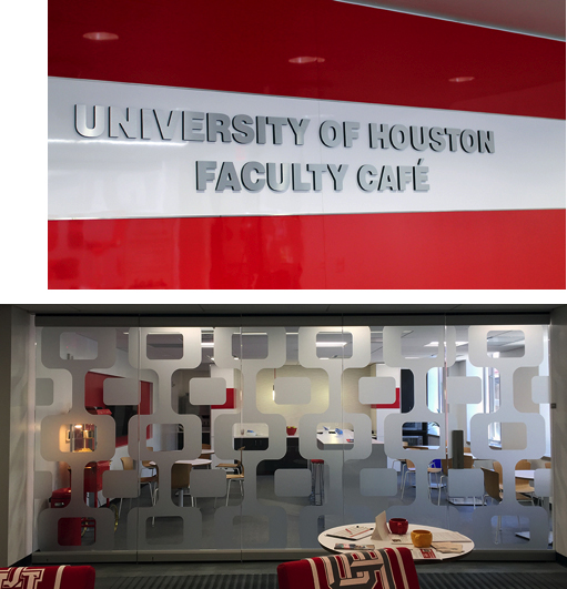 lettering on faculty cafe