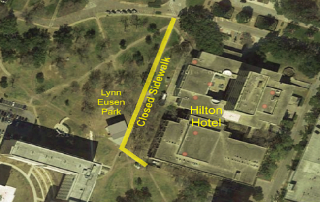 Sidewalk along Hilton College to remain closed over summer