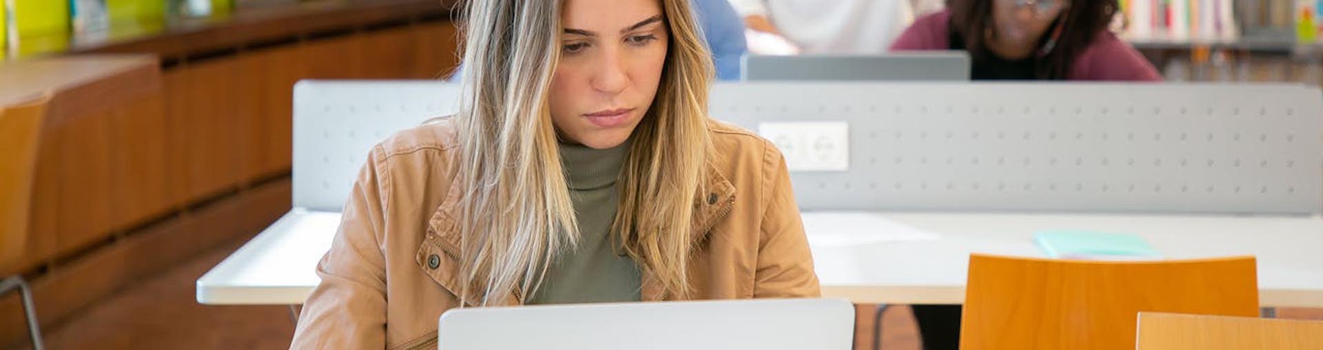 students taking online exam
