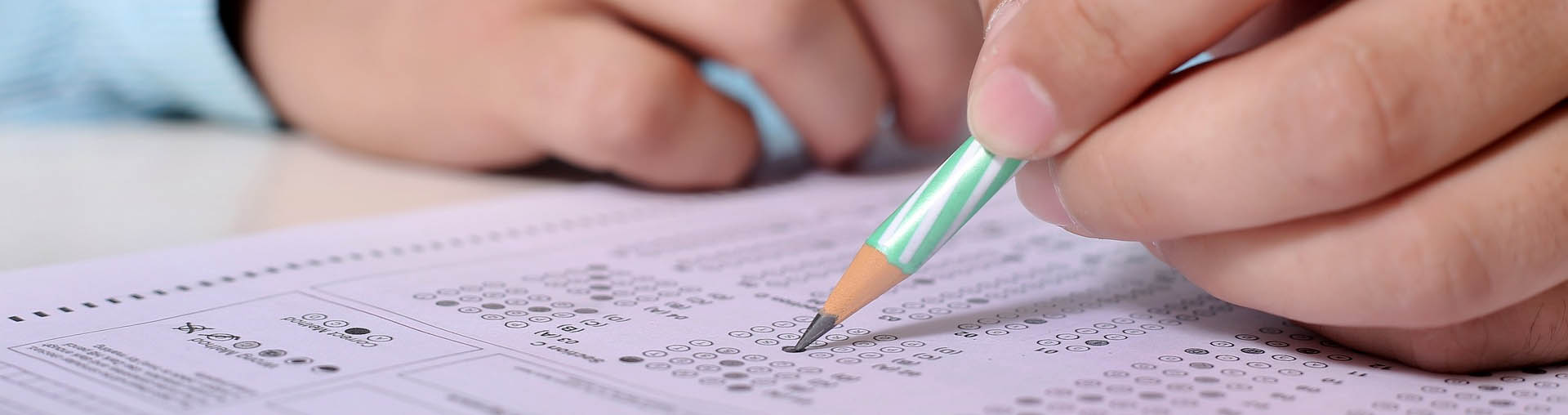 student taking exam