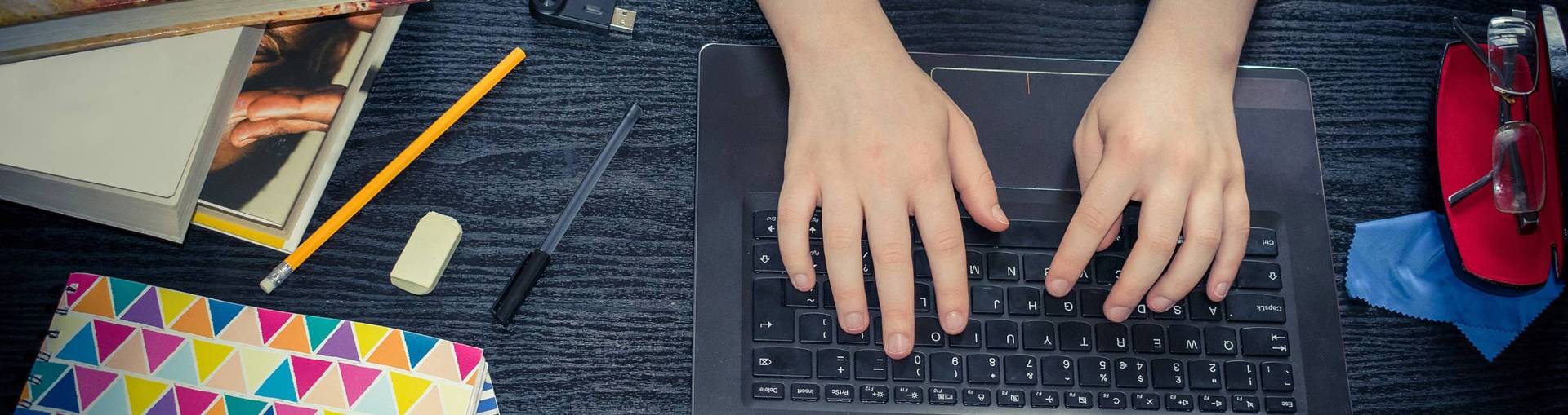 student using laptop