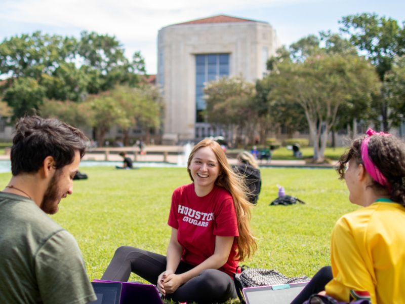 students in the plaza