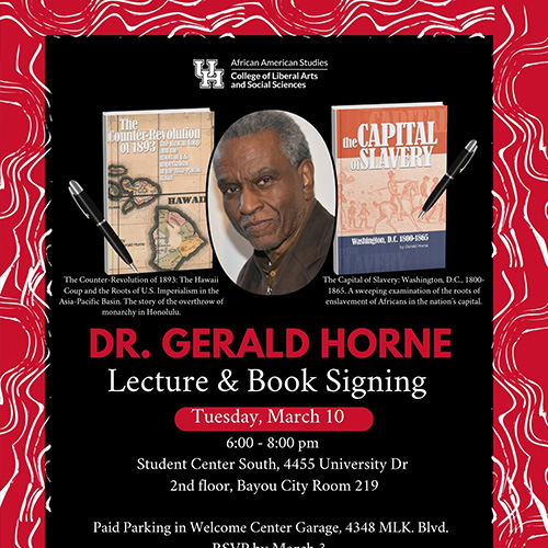 Dr. Gerald Horne Lecture & Book Signing