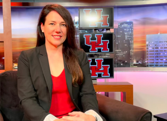 Dr. Jennifer Vardeman sits on studio set looking at camera. Dr. Jennifer Vardeman sits on studio set looking at camera.