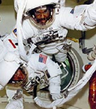 Dr. Bernard Harris in Space, 1995 - Courtesy of Dr. Harris