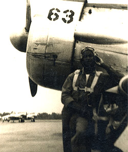 Photo of Dr. Herman Barnett as pilot, 1946.