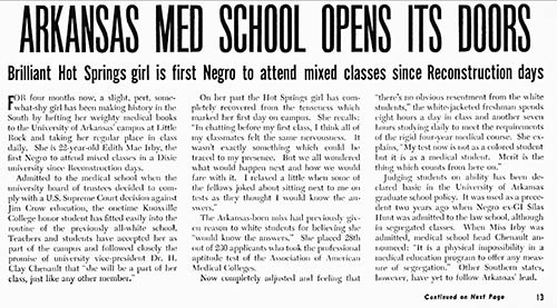 Ebony article Arkansas Med. Scholl Opens Its Doors