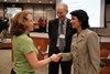 HHP's Activity Program Co-ordinator Ms. Jessica Wheeler greets Dr. Khator