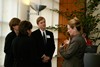 Dr. Lee talking to Drs. Norma Olvera, Sarah Barlow and Perry Bickel