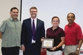 (from left) Dr. Trevino, Dr. Layne, Shannan Arnold (winning the award for Excellence in Sport Administration) and Dr. Pearson 