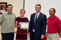 (from left) Dr. Trevino, Dr. Layne, Susan Bush (winning the award for Excellence in Sport Administration) and Dr. Pearson 