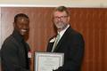 Randall Williams winner of theoutstanding undergraduate student in Exercise Science with Dr. Layne