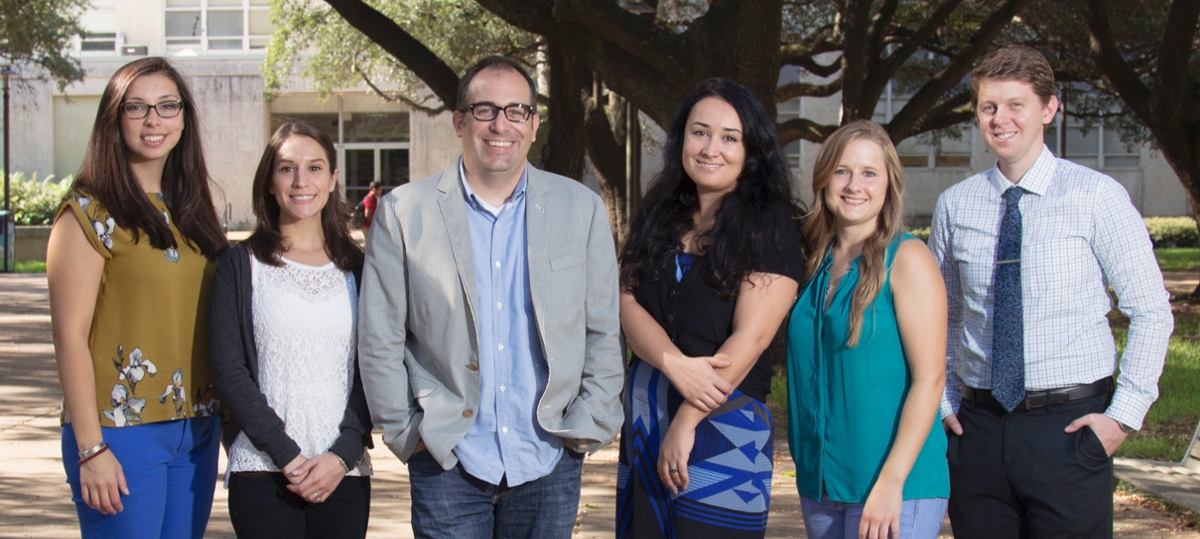 2015-16: (From left to right) Victoria Kordovski, Savanna Tierney, Professor Woods, Dr. Gunes Avci, Marika Faytell, and David Sheppard