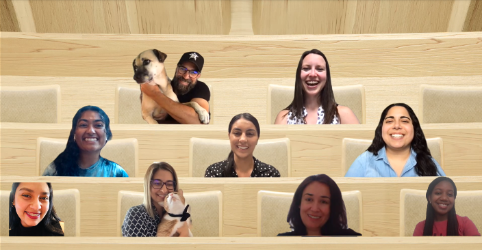 2021-22: Bottom (left to right): Briana Johnson, Samina Rahman, Nathalie Ulrich; Middle (left to right): Jennifer Thompson, Michelle Babicz, Kelli Sullivan, Anastasia Matchanova; Top (left to right): Professor Woods, Leandro Ledesma, Kishon Joseph