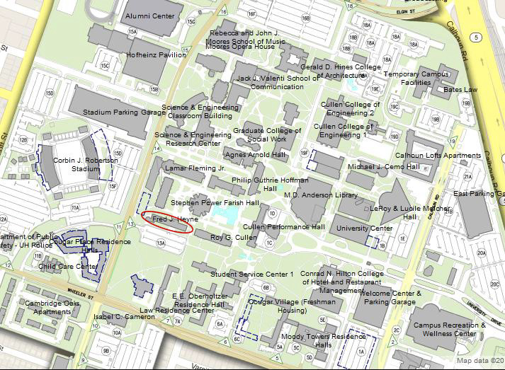 Map highlighting Heyne Building