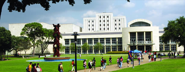 M D Anderson Library on a Sunny Day viewed from across Butler Plaza