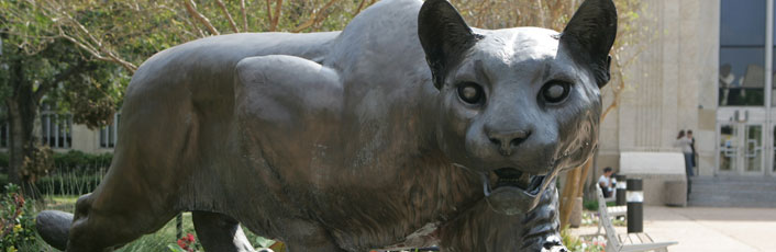 One of the E Cullen Bronze Cougars - see: http://www.uh.edu/about/history/