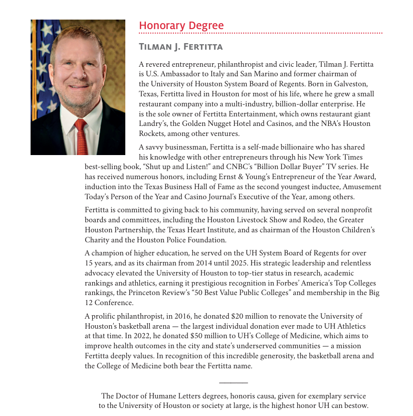 Ambassador Tilman J. Fertitta