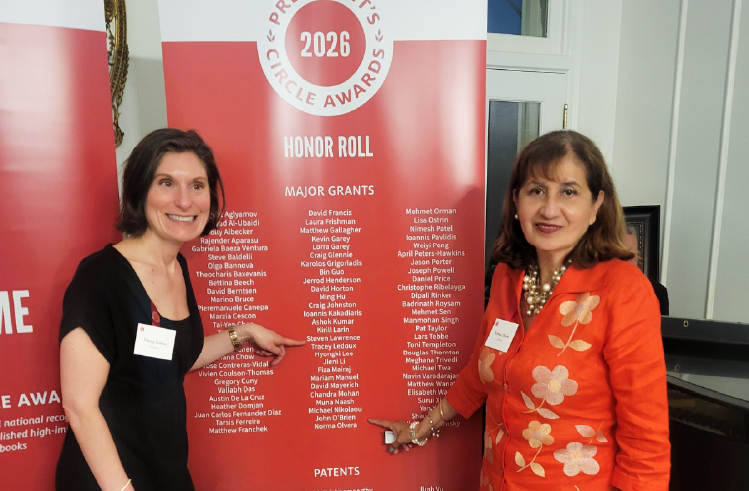 Two professors at a award celebration