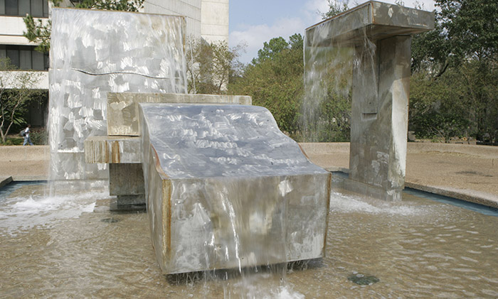 Waterfall outside Farish Hall