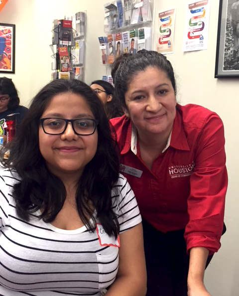 Teaching major Cecilia Gutierrez (left) said she can talk to her mentor and Las Comadres founder, Hope Pacheco, about anything.