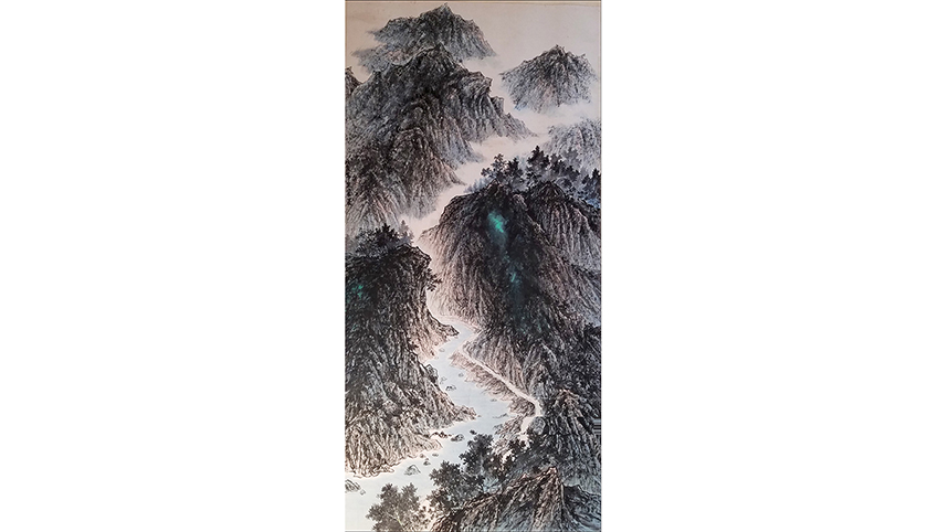 This traditional Chinese brush painting by Chung was selected into a juried exhibit at the at Taipei Fine Arts Museum.